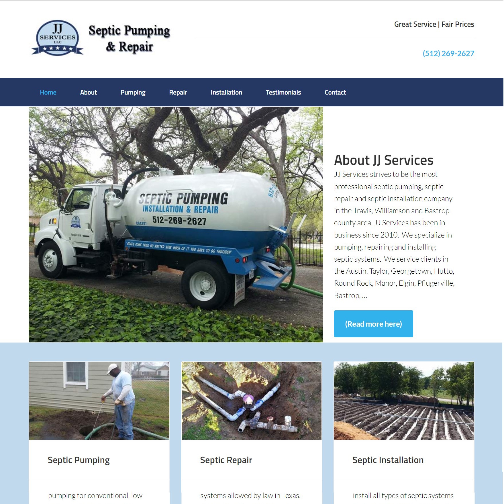 Septic services website development