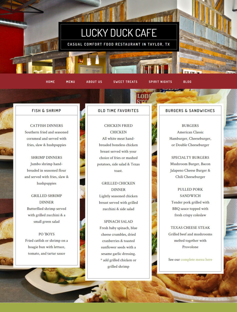 small business restaurant websites