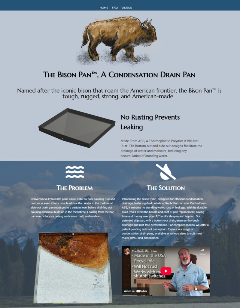 Single Product website for The Bison Pan